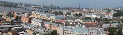Riga látképe a Tudományos Akadémia tetejéről 