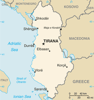 Albánia térkép